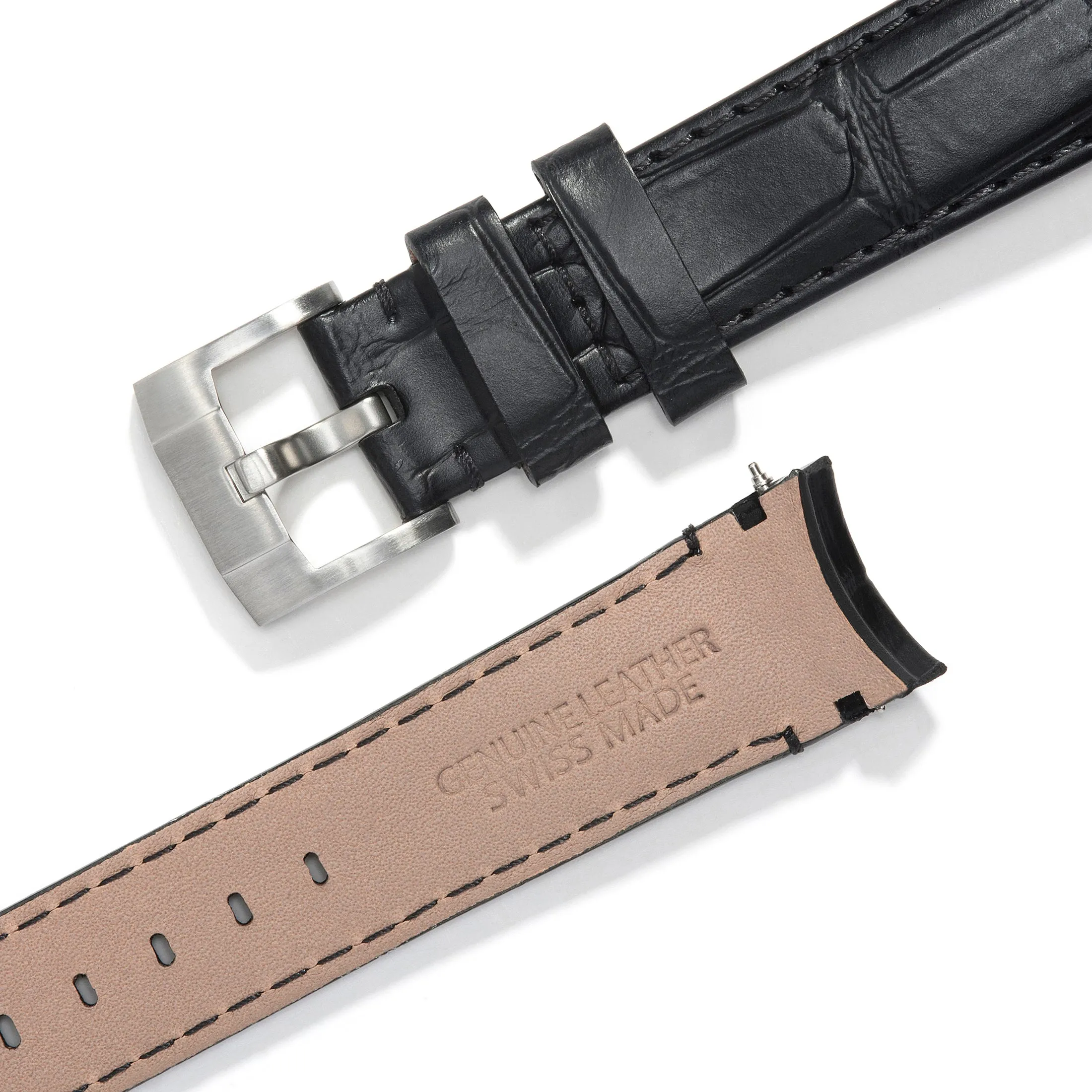 Curved End Leather Strap for Rolex Ceramic Daytona with Tang Buckle