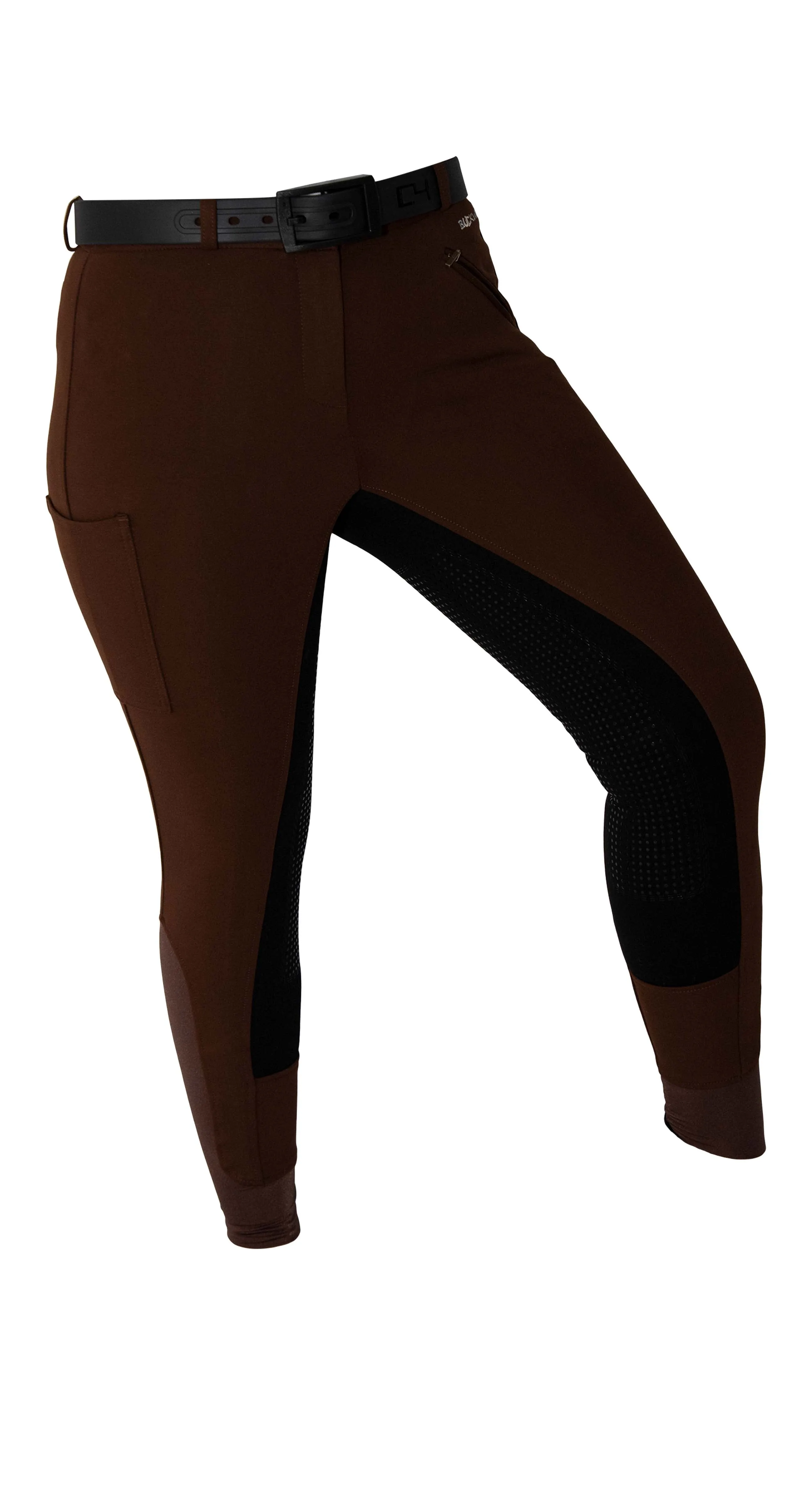 Curvy Mare | High-Waist Breech | Mocha   Black | Side Phone Pocket