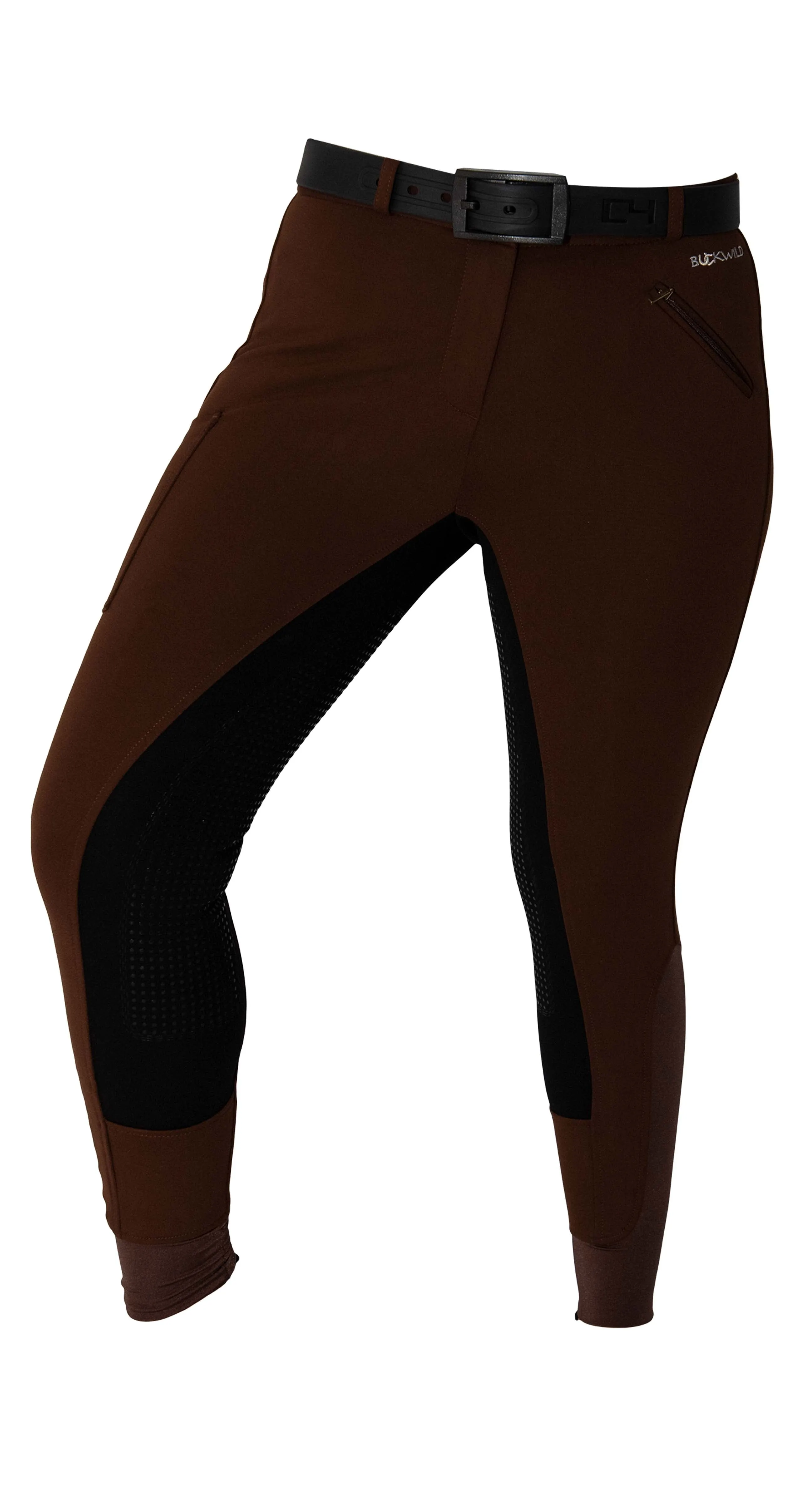 Curvy Mare | High-Waist Breech | Mocha   Black | Side Phone Pocket