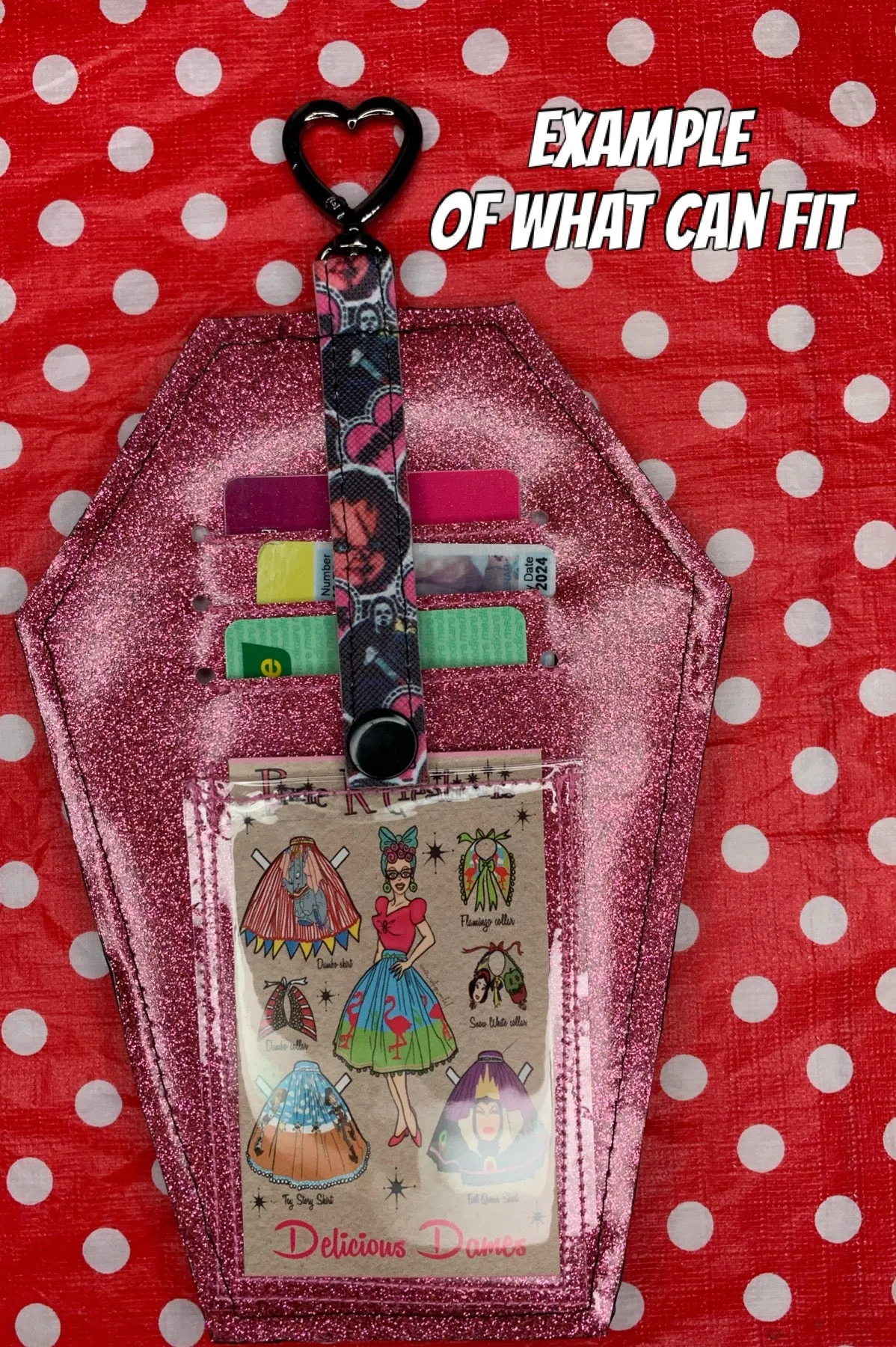 Cute horror fan art coffin card ID purse