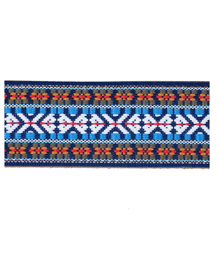 DEERING S-RETRO-EH RETRO LEATHER CRADLE BANJO STRAP - TRIBAL BLUE