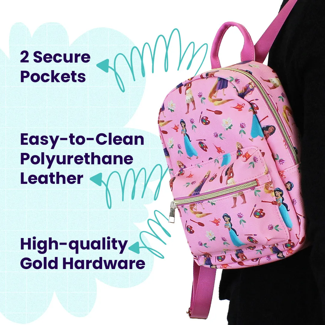 Disney Princess with Flowers Mini PU Leather Backpack Purse