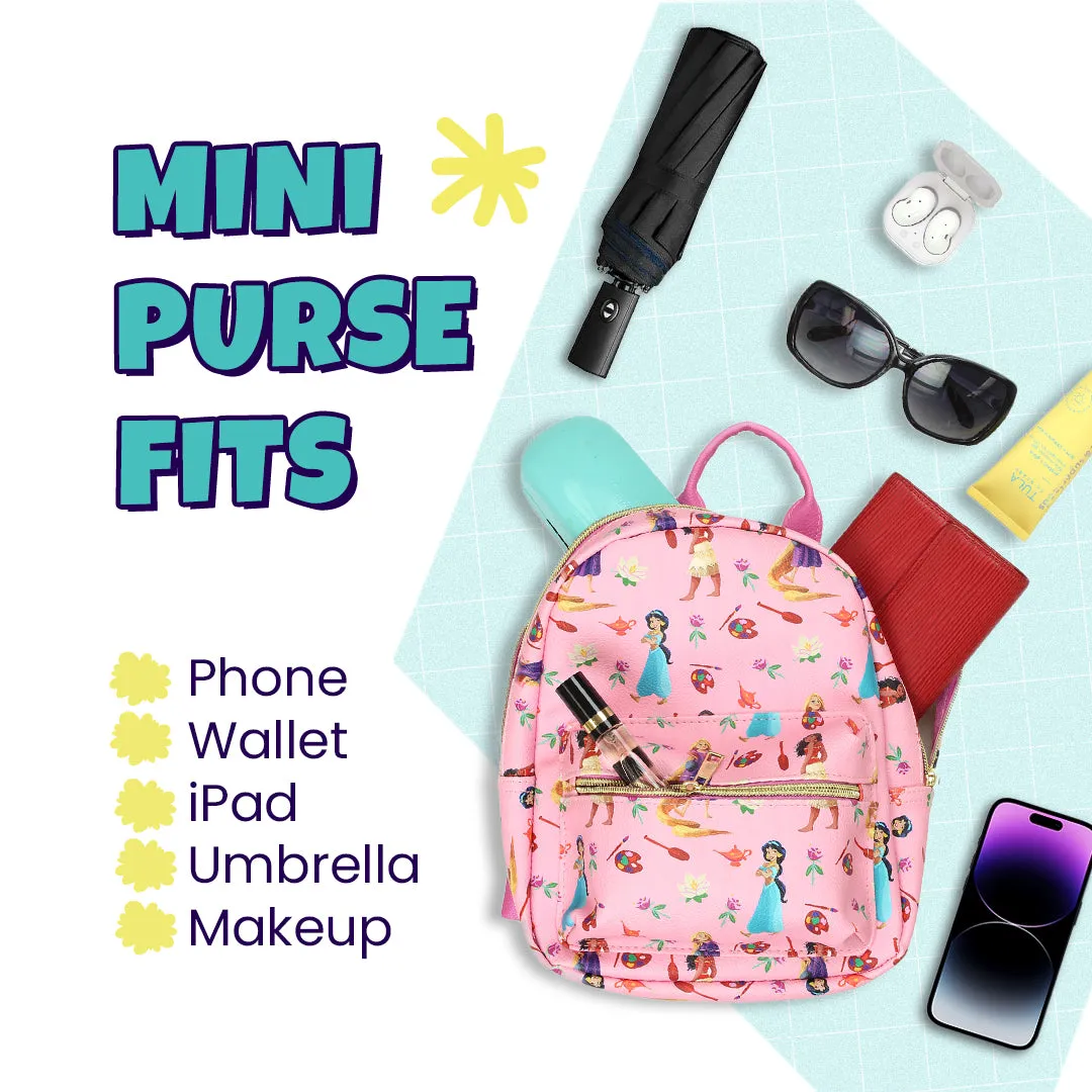 Disney Princess with Flowers Mini PU Leather Backpack Purse