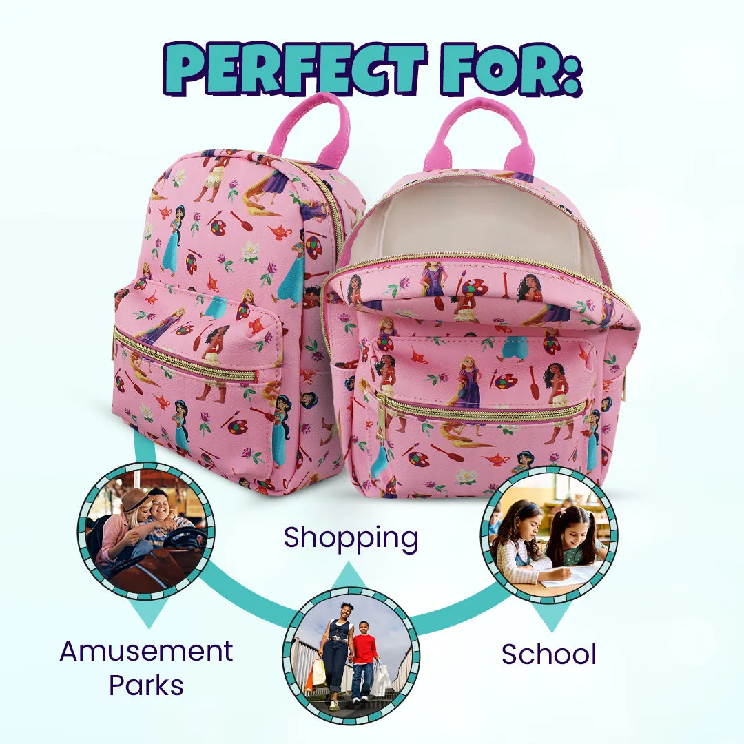 Disney Princess with Flowers Mini PU Leather Backpack Purse