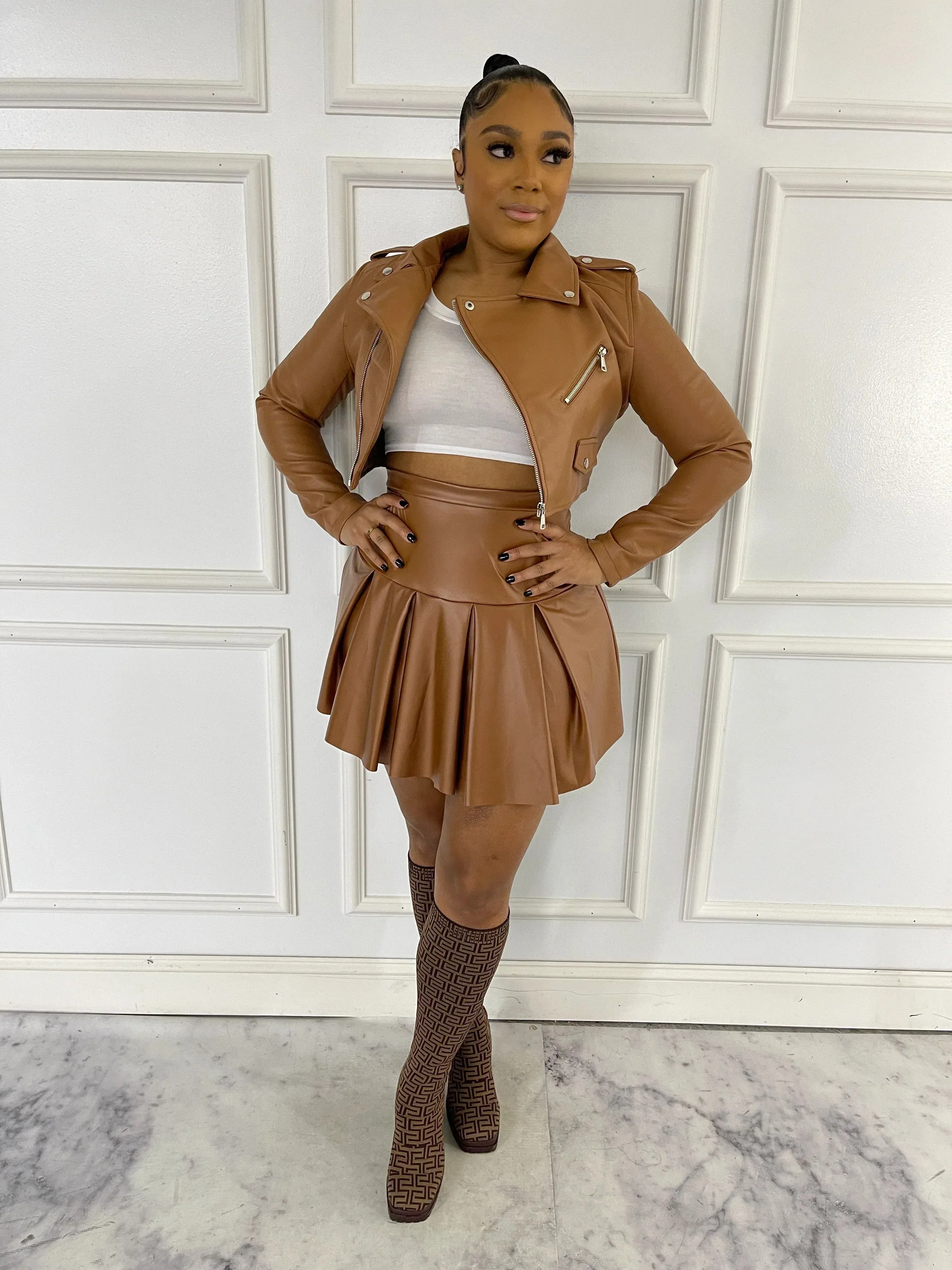 DJ012P-PU Leather Biker Jacket