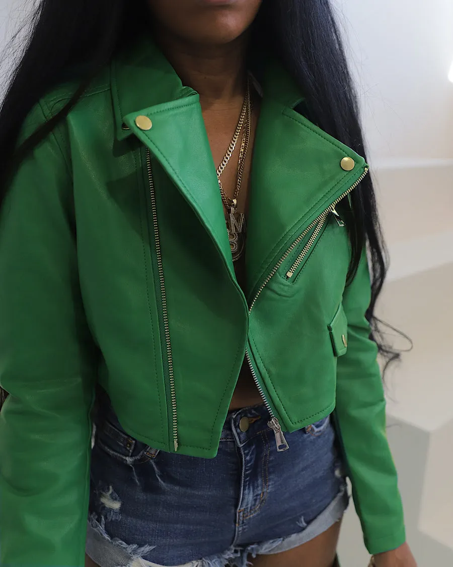 DJ012P-PU Leather Biker Jacket