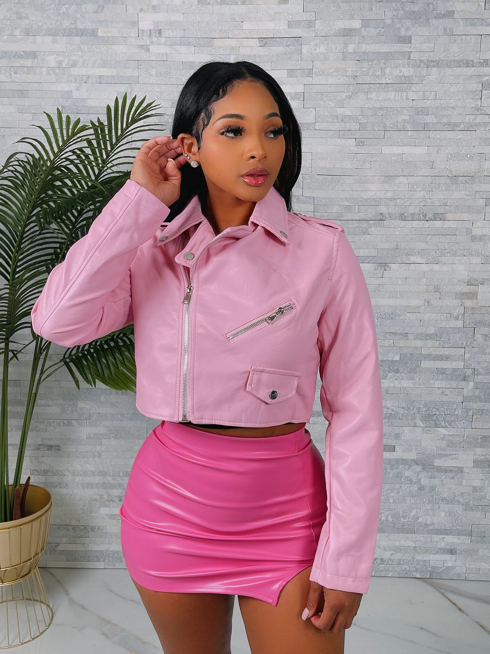 DJ012P-PU Leather Biker Jacket
