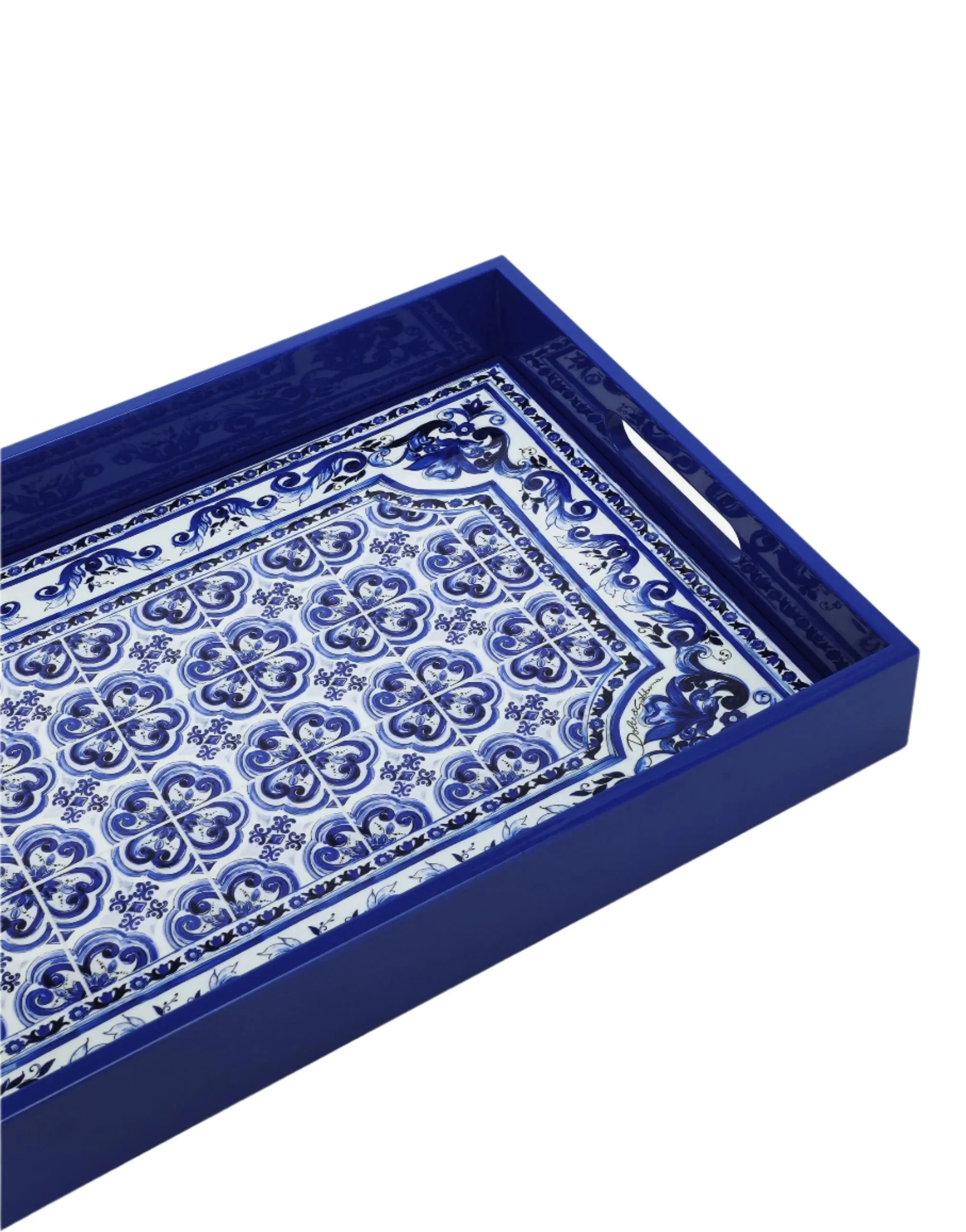 Dolce & Gabbana Casa Rectangular Tray in Blue Mediterraneo