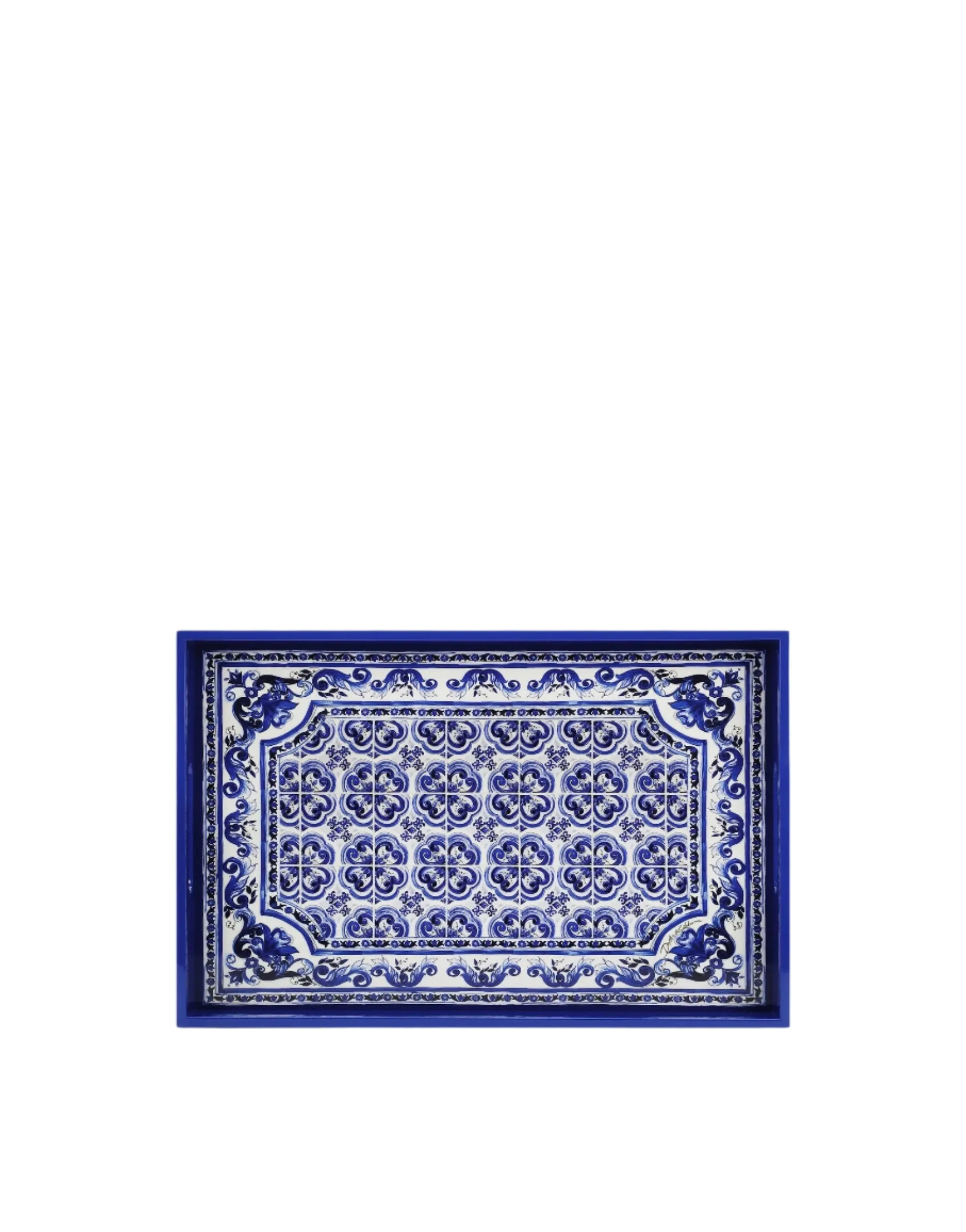 Dolce & Gabbana Casa Rectangular Tray in Blue Mediterraneo