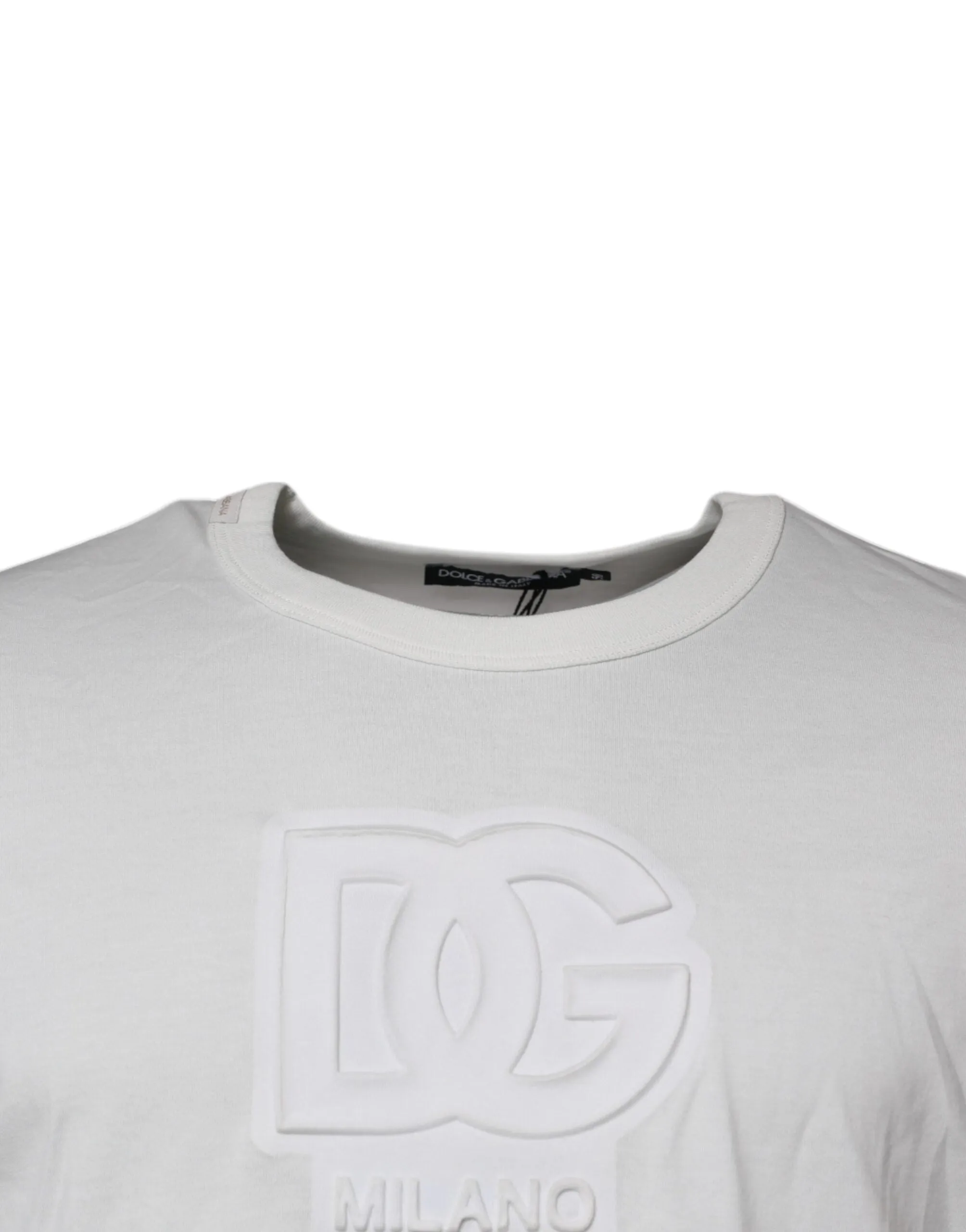 Dolce & Gabbana White DG Logo Cotton Crew Neck T-shirt