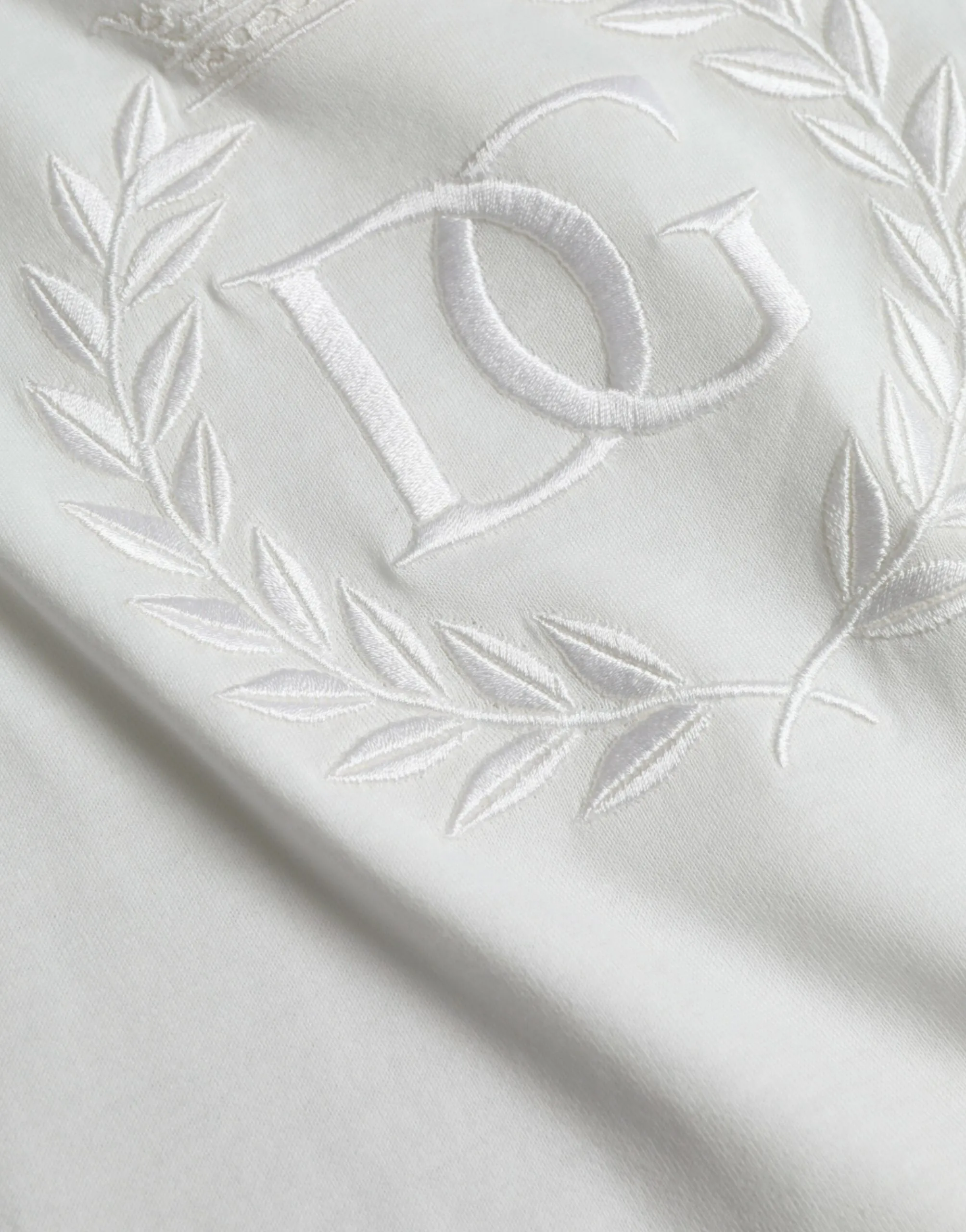 Dolce & Gabbana White Logo Embossed Cotton Crewneck T-shirt