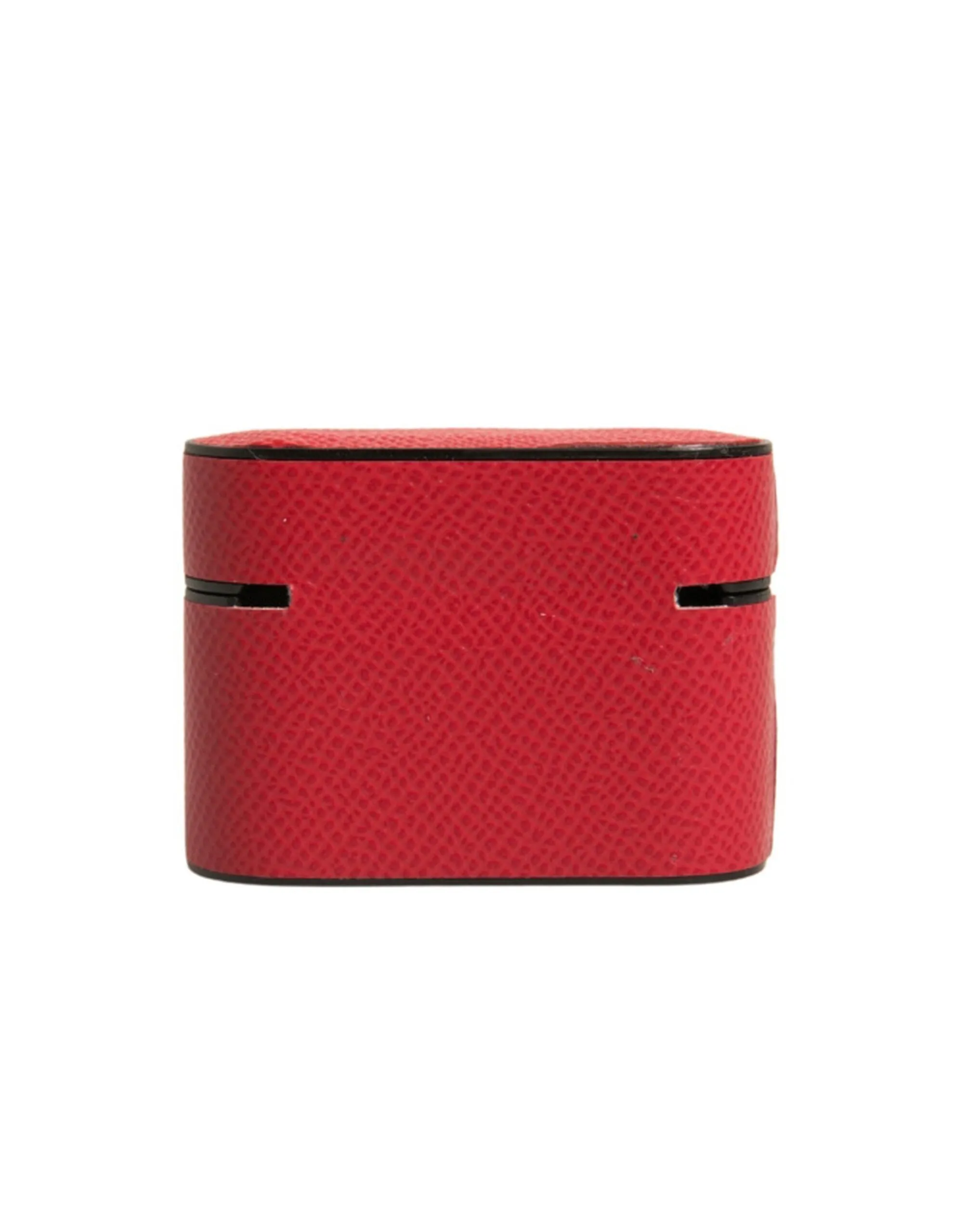 Dolce&Gabbana Unisex Red Airpods Case 100% Leather Solid Logo Plaque Mini Holder