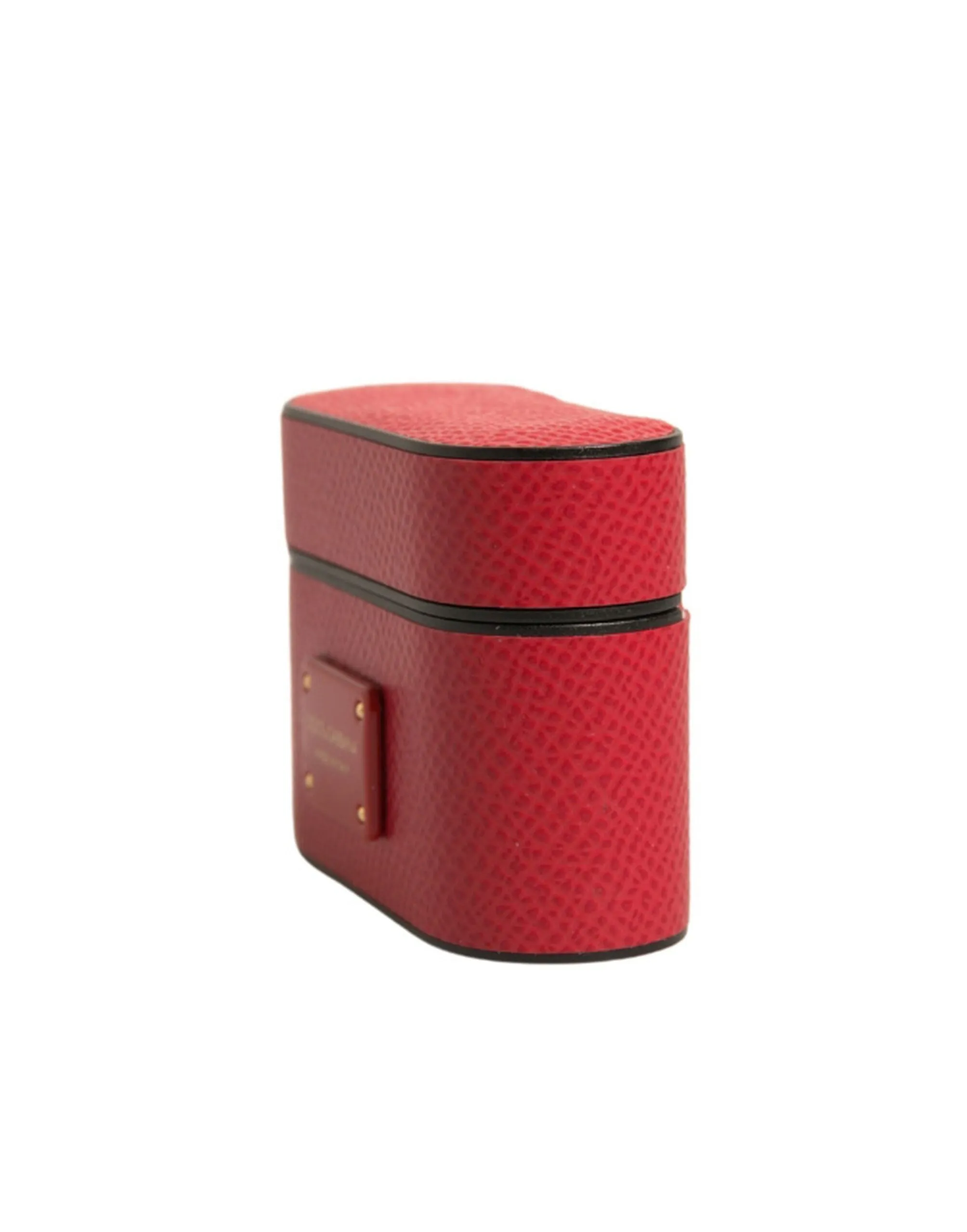 Dolce&Gabbana Unisex Red Airpods Case 100% Leather Solid Logo Plaque Mini Holder