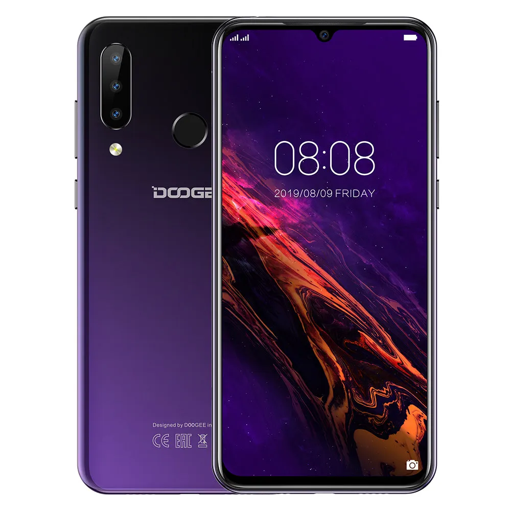 Doogee N20 4G Smartphone 6.3"" Waterdrop Screen Mobile Phone 4GB 64GB Octa Core 16MP Triple Rear Cameras 4350mAh 10w Quick Charge black