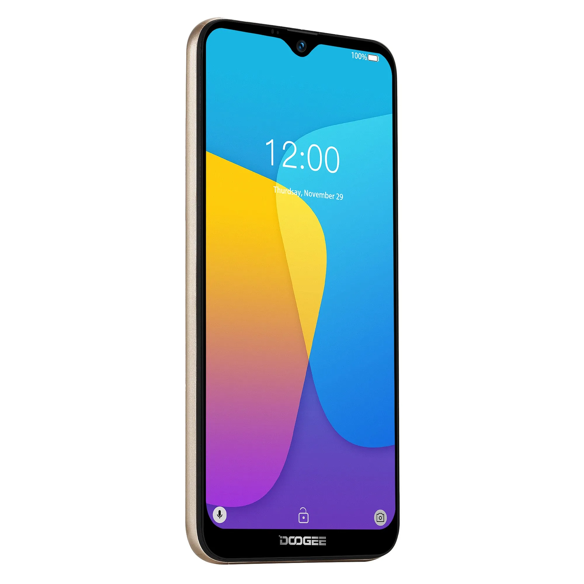 DOOGEE X90 Cellphone 6.1inch 19:9 Waterdrop LTPS Screen Smartphone Quad Core CPU 1GB RAM 16GB ROM 3400mAh Battery Dual SIM Cards 8MP 5MP Camera Android 8.1 OS  Gold_European version