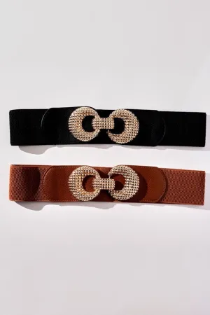 DOUBLE BUCKLET STRETCH FASHION BELT