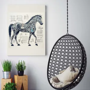 Drawings Horse 02 Da Vinci Style Vintage Framed Canvas Prints Wall Art Hanging Home Decor