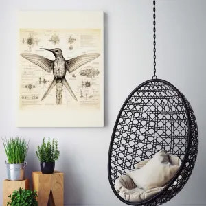 Drawings Hummingbirds 05 Da Vinci Style Vintage Framed Canvas Prints Wall Art Hanging Home Decor