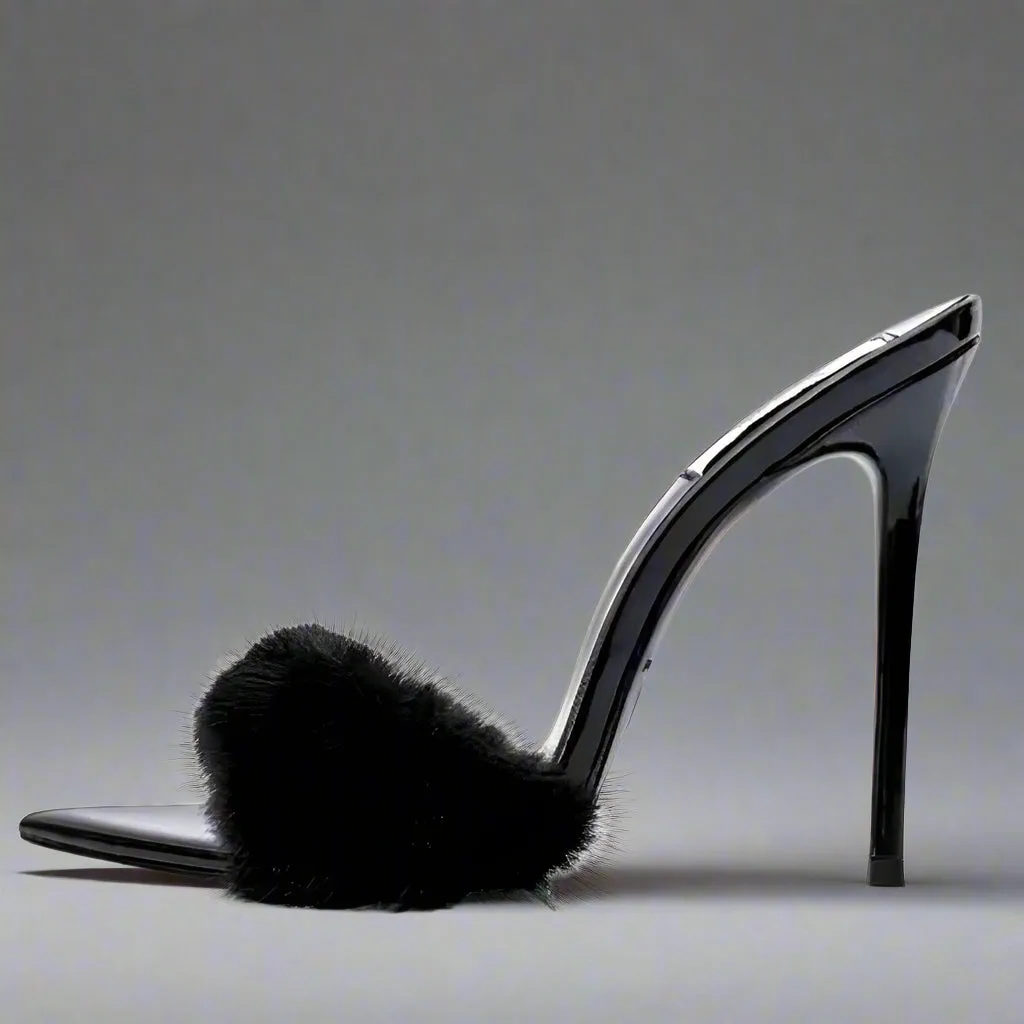 DRAYA FAUX FUR STILETTO MULES