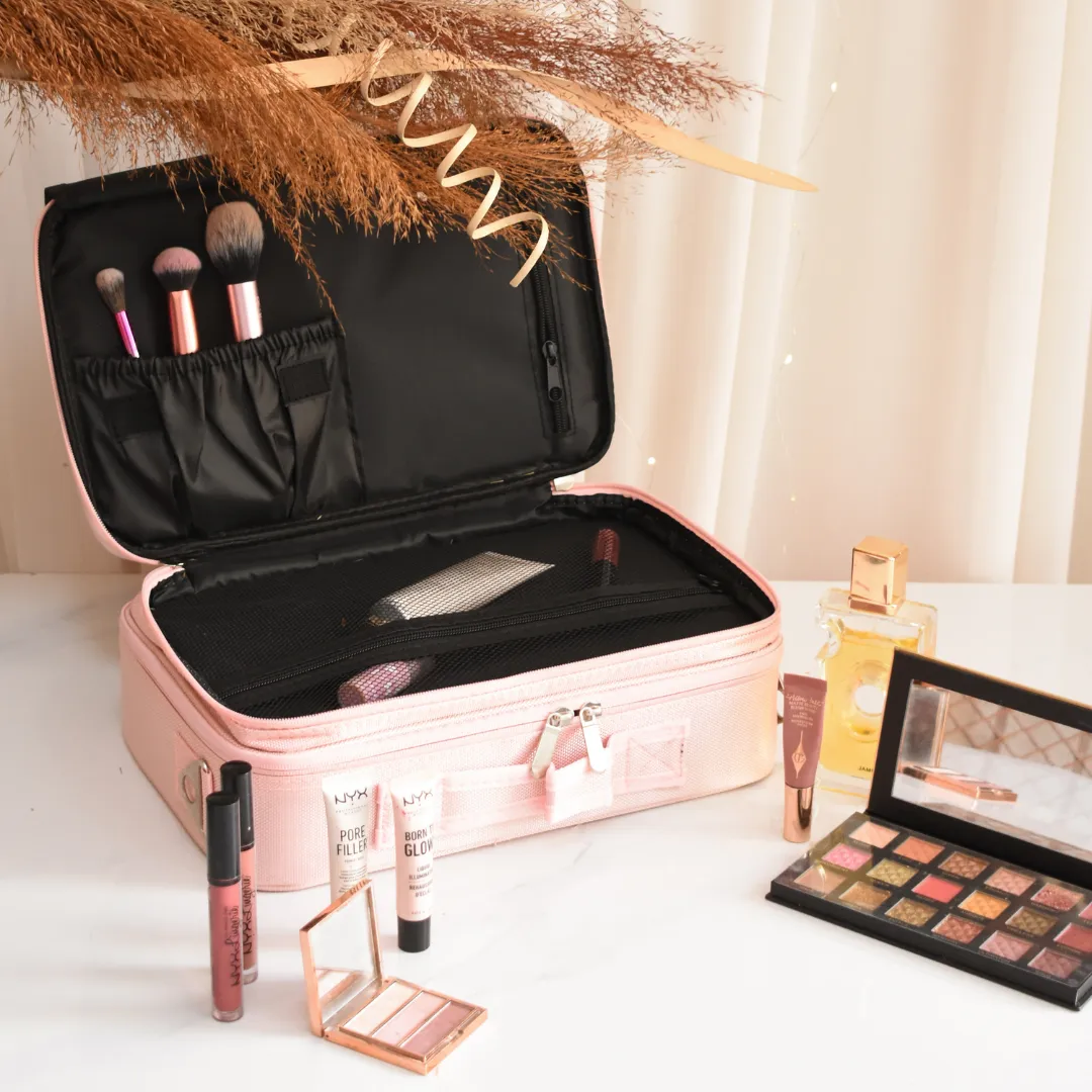 Dual Zip Glam Bag Medium Pink