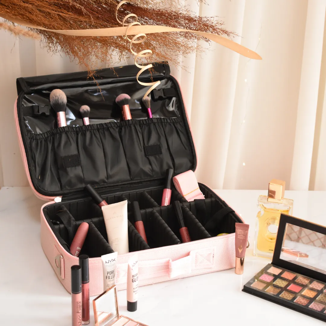 Dual Zip Glam Bag Medium Pink