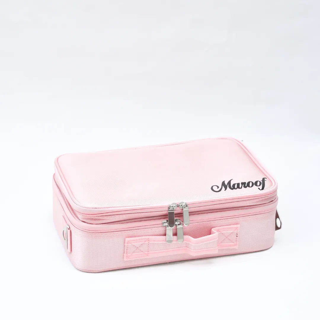 Dual Zip Glam Bag Medium Pink