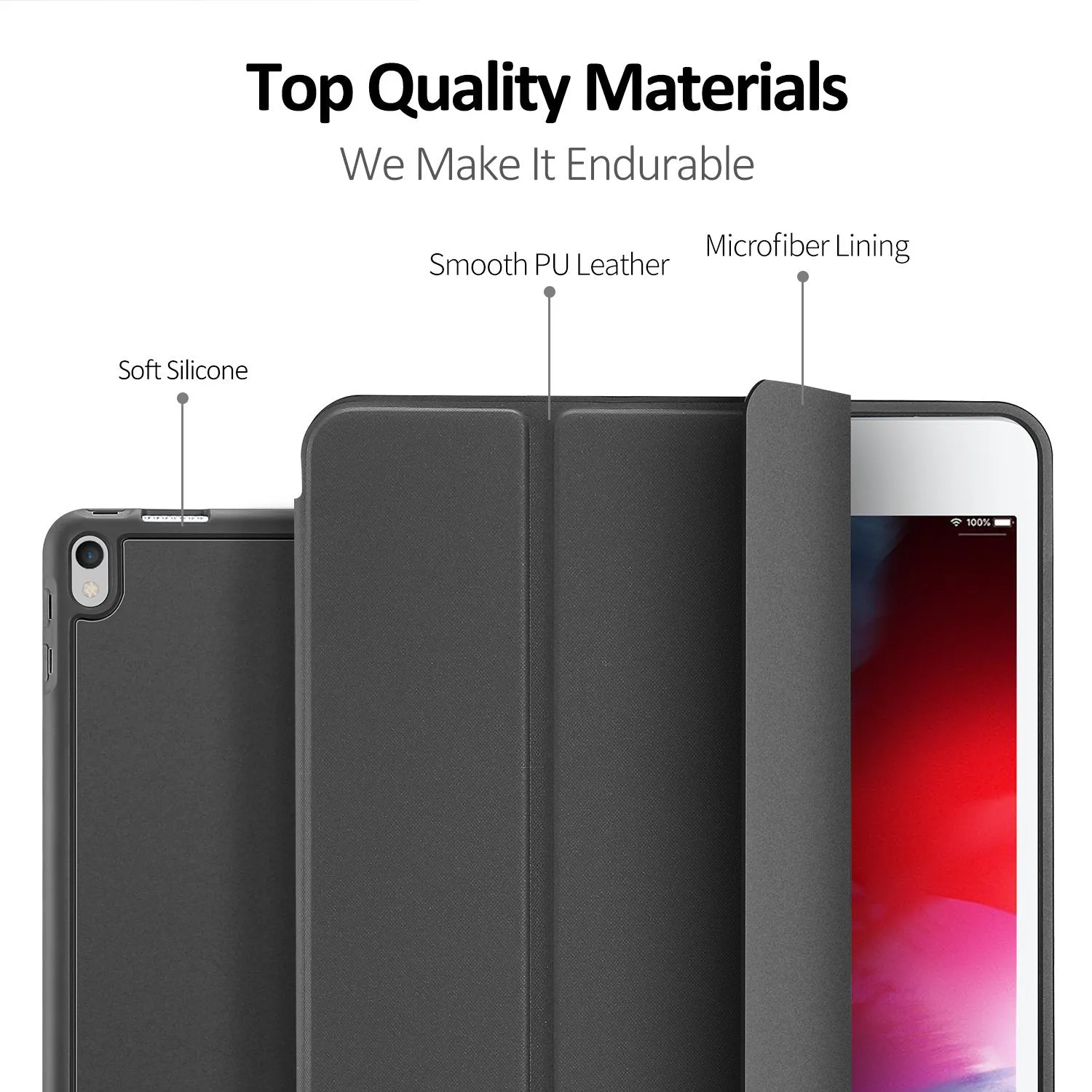 DUX DUCIS For iPad air 3 2019 / ipad pro 10.5 PU Leather TPU Bottom Shell 3 Folding Protective Case with Pen Holder Pink