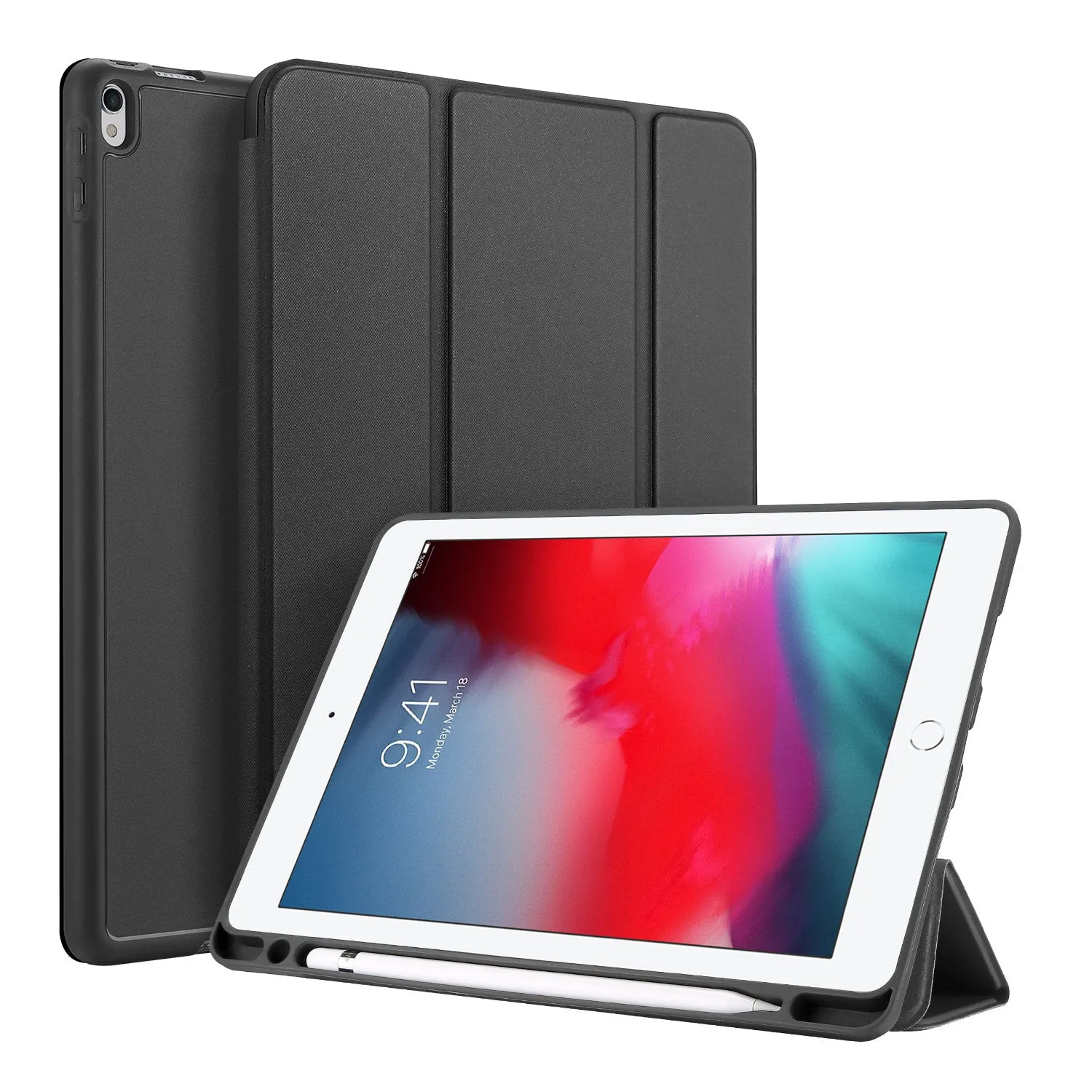 DUX DUCIS For iPad air 3 2019 / ipad pro 10.5 PU Leather TPU Bottom Shell 3 Folding Protective Case with Pen Holder Pink