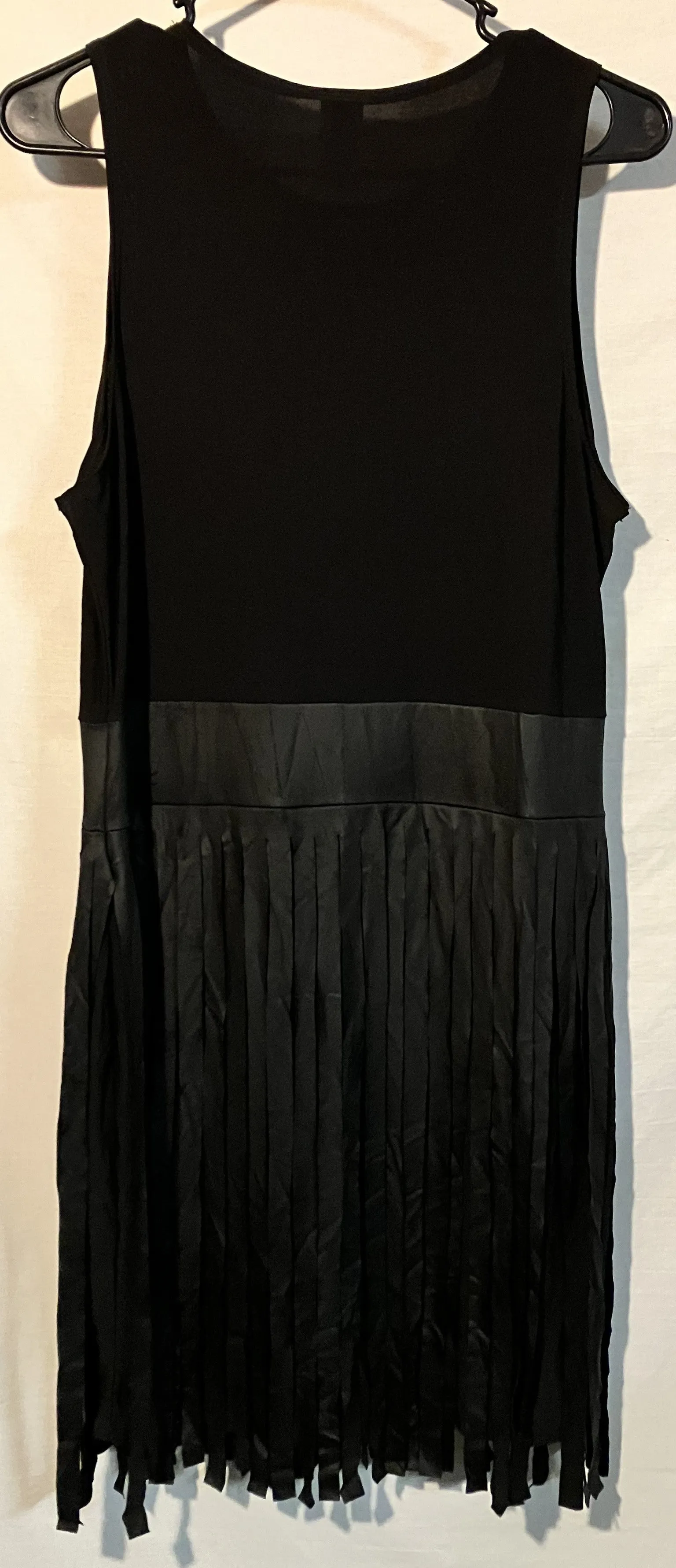 EIEN, Made in the USA faux vegan leather fringed maxi dress, XL