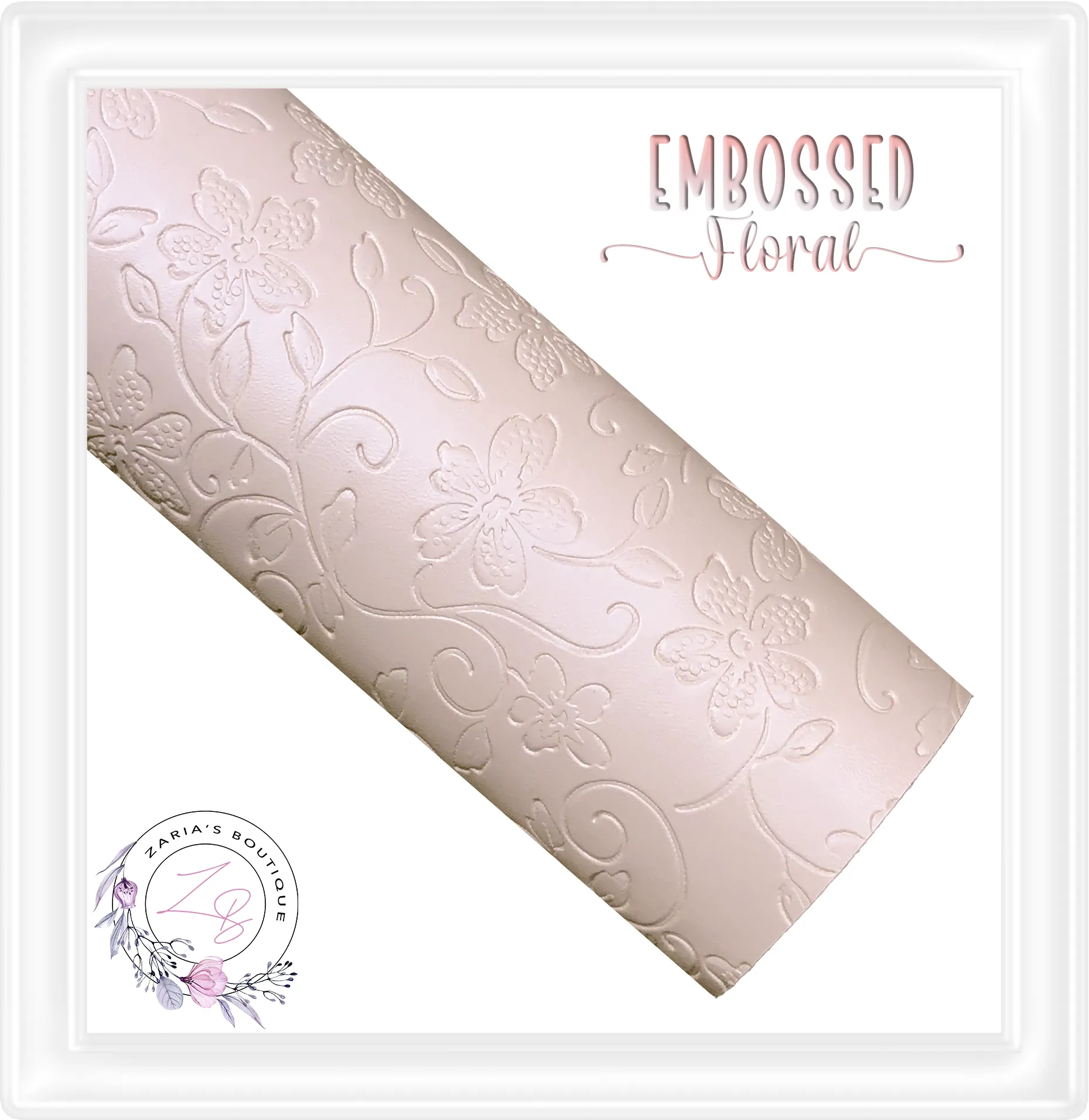 ⋅ Embossed Floral ⋅ Nude Beige ⋅ Vegan Faux Leather ⋅