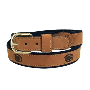 Embossed Logo Leather Ribbon Belt