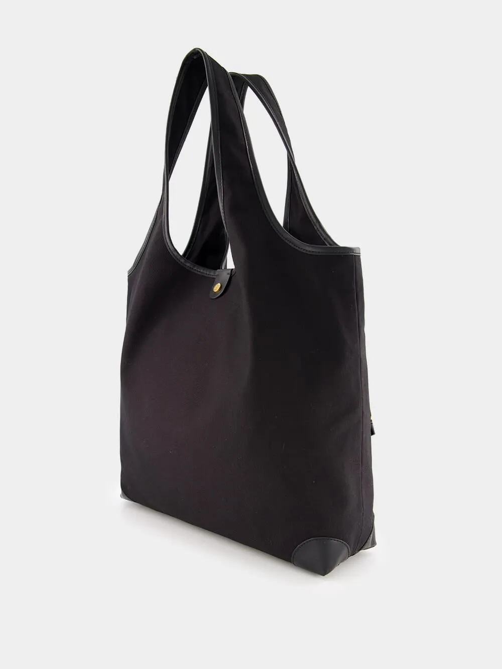Embroidered Logo Canvas and leather Grocery Bag