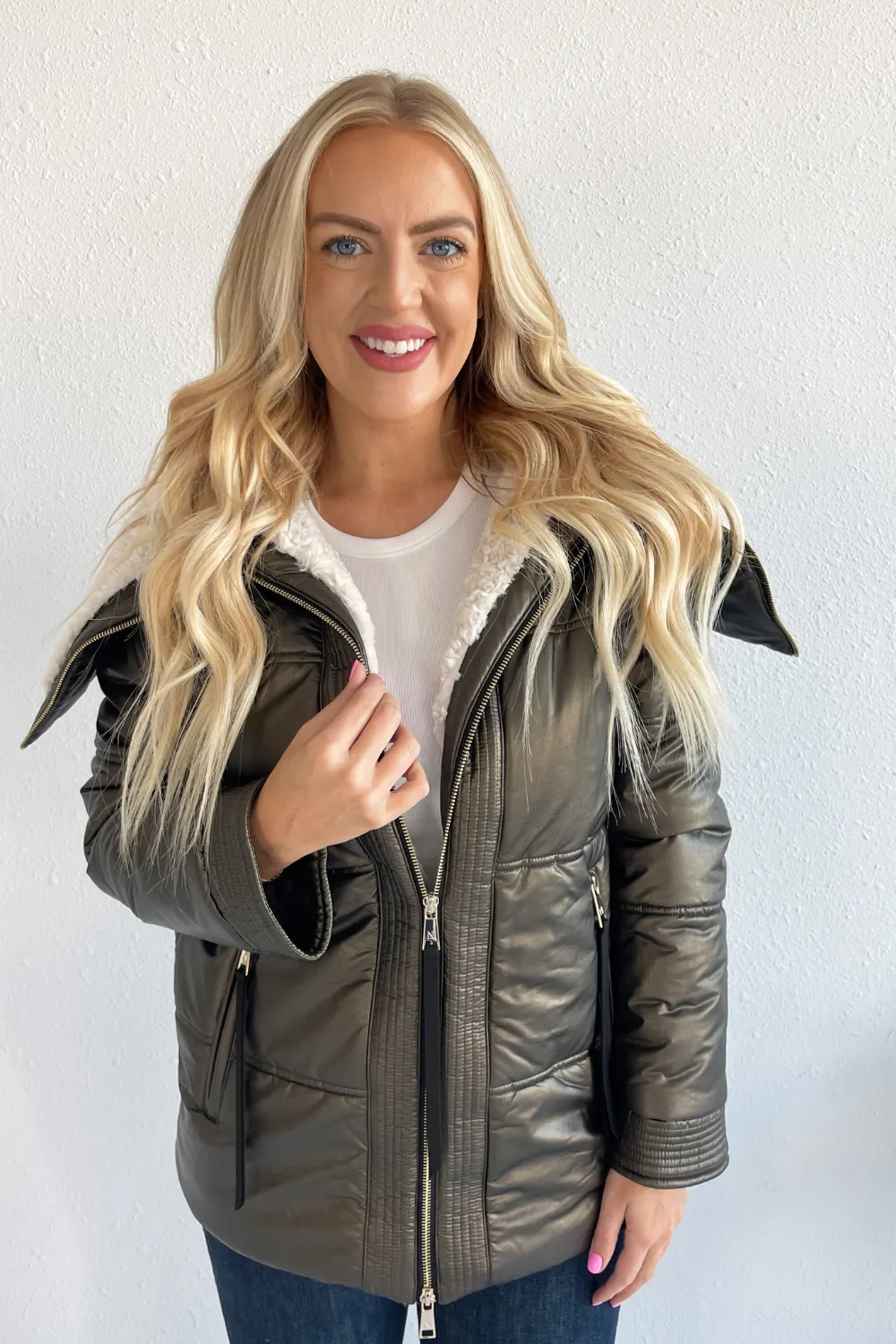 Faux Fur Sherpa Collar Coat