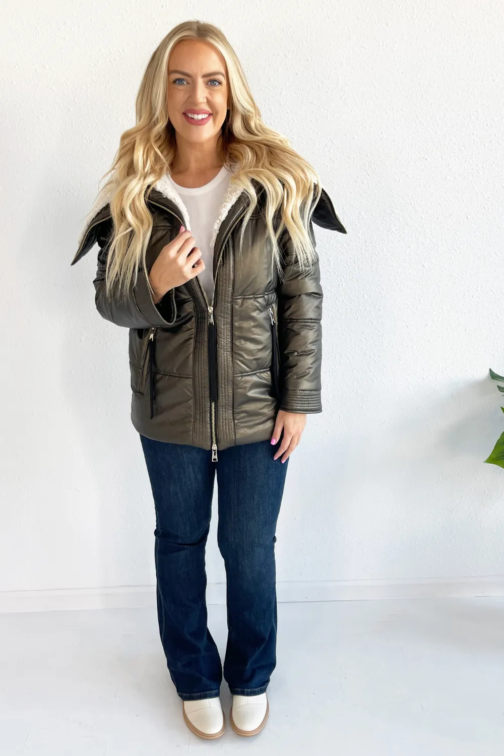 Faux Fur Sherpa Collar Coat