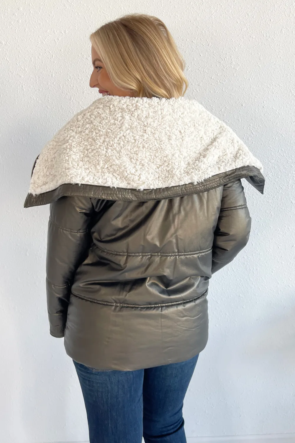 Faux Fur Sherpa Collar Coat