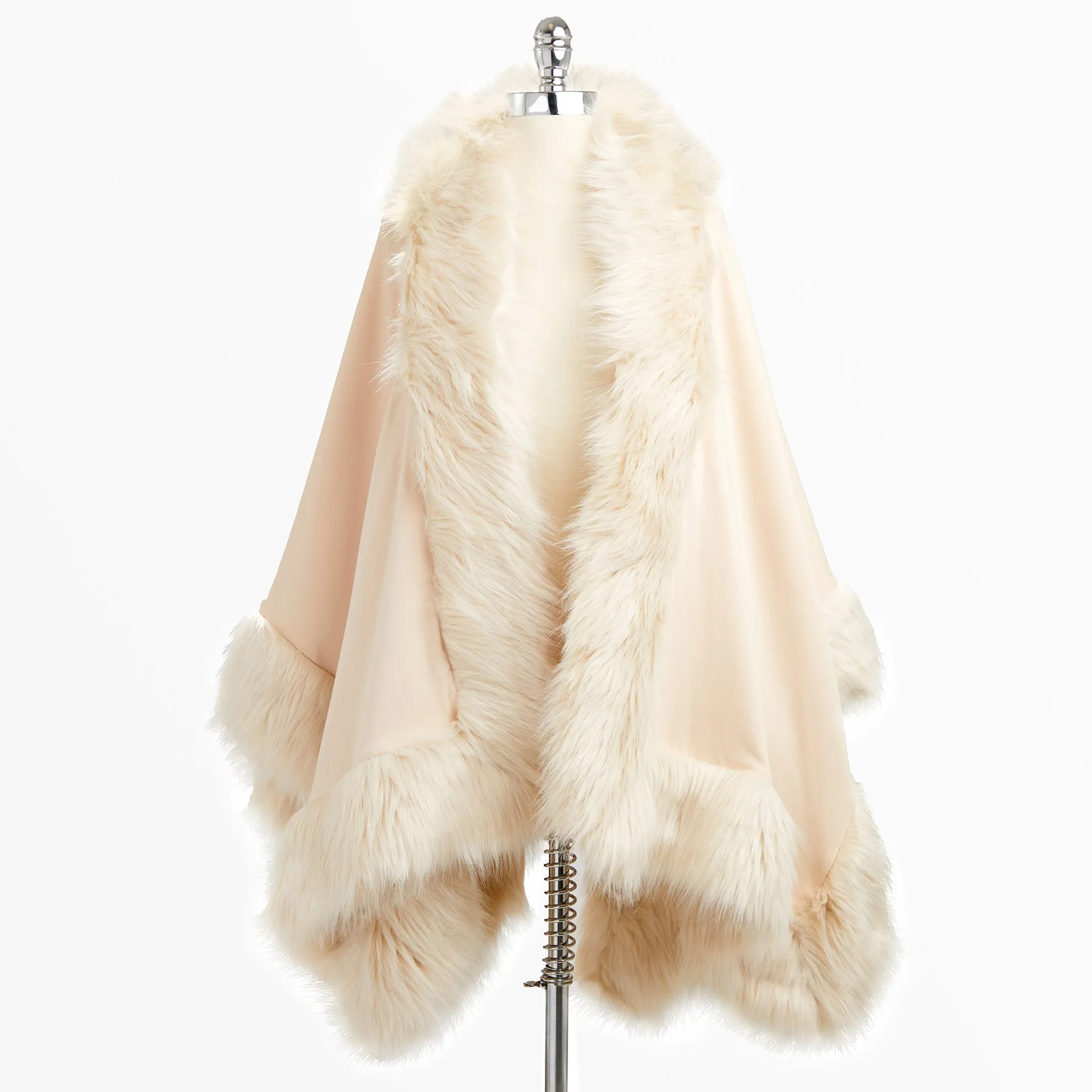 Faux Fur Trimmed Shawl