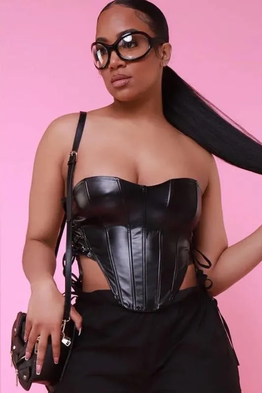 Faux Leather Adjustable Corset Top