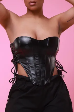 Faux Leather Adjustable Corset Top