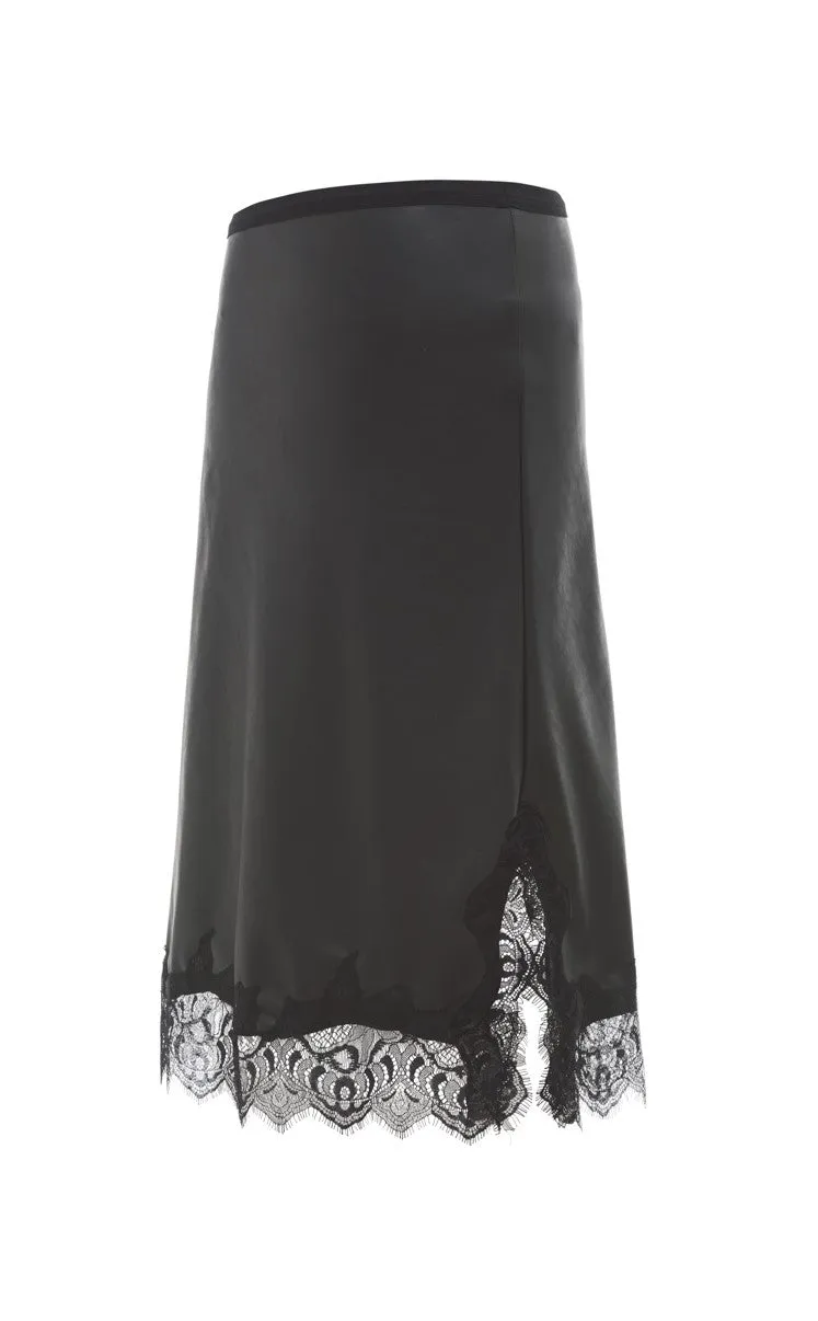 Faux Leather Bias Skirt