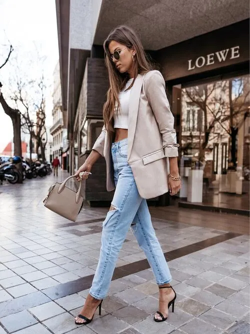 FAUX LEATHER BLAZER
