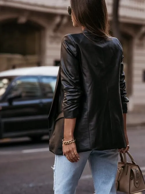 FAUX LEATHER BLAZER
