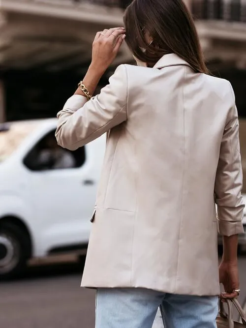 FAUX LEATHER BLAZER