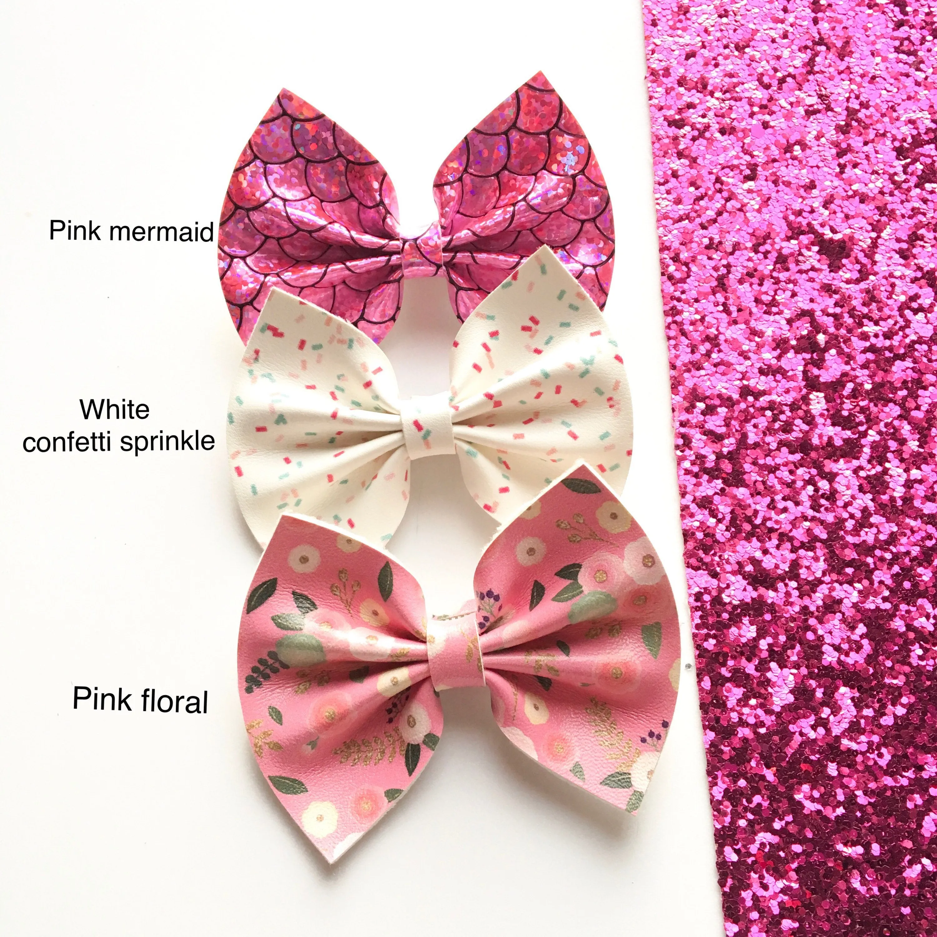Faux leather bows / mermaid
