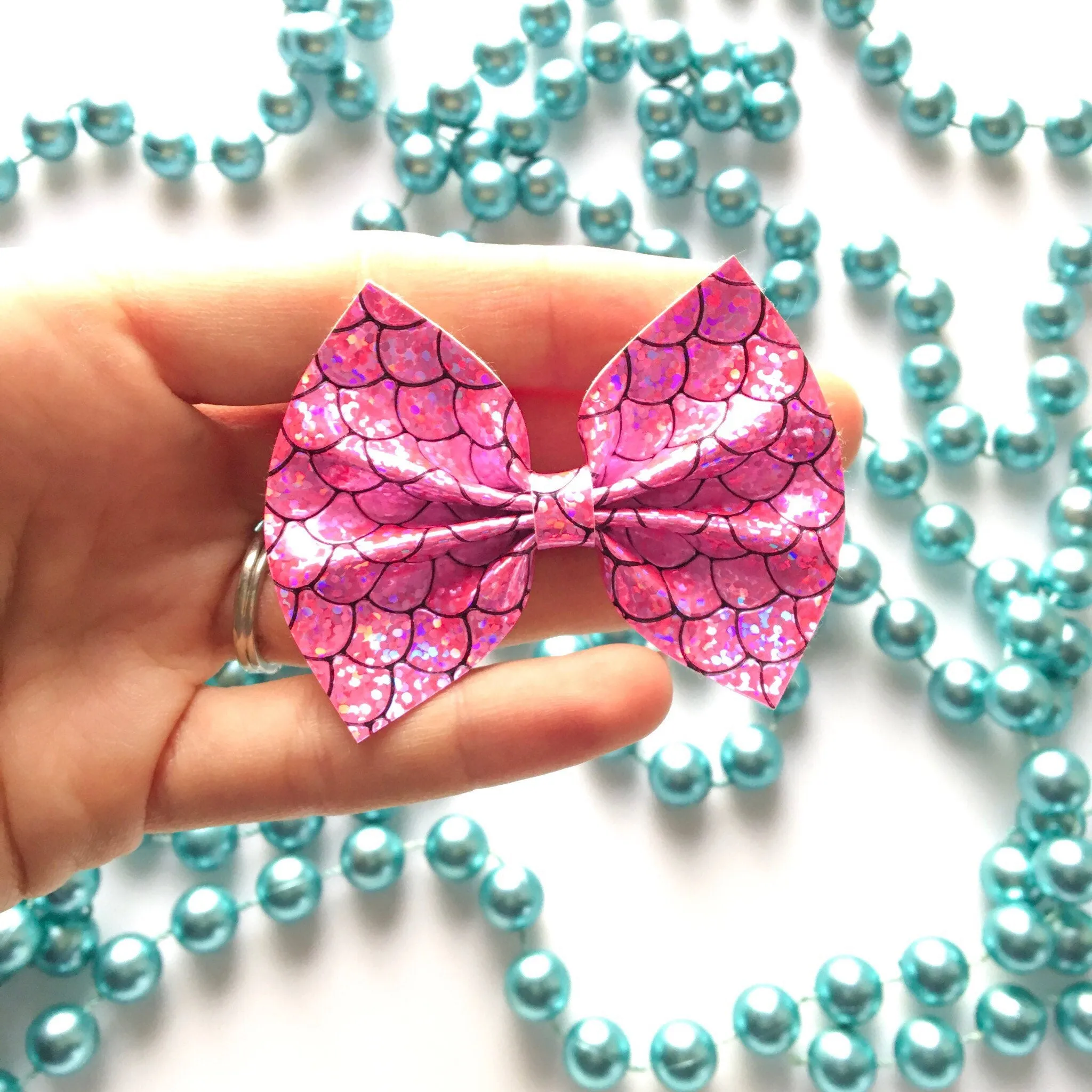 Faux leather bows / mermaid