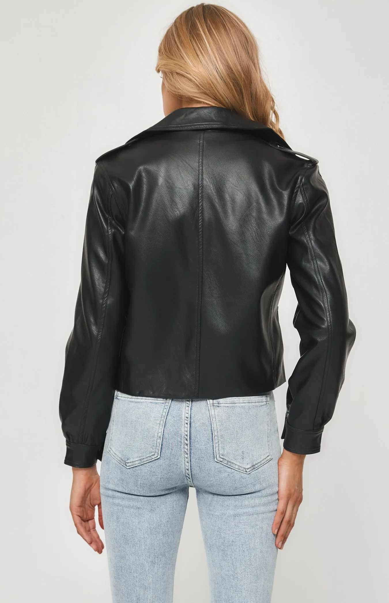 FAUX LEATHER JACKET WITH SIDE BUCKLE DETAIL