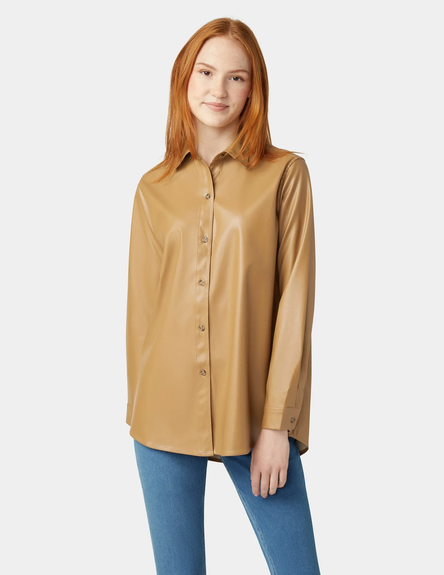 Faux Leather Shirt