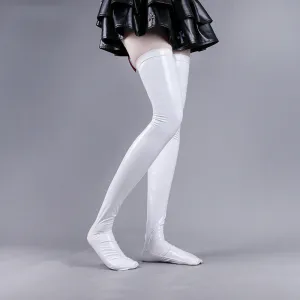 Faux Leather Wet Look Vinyl Stockings