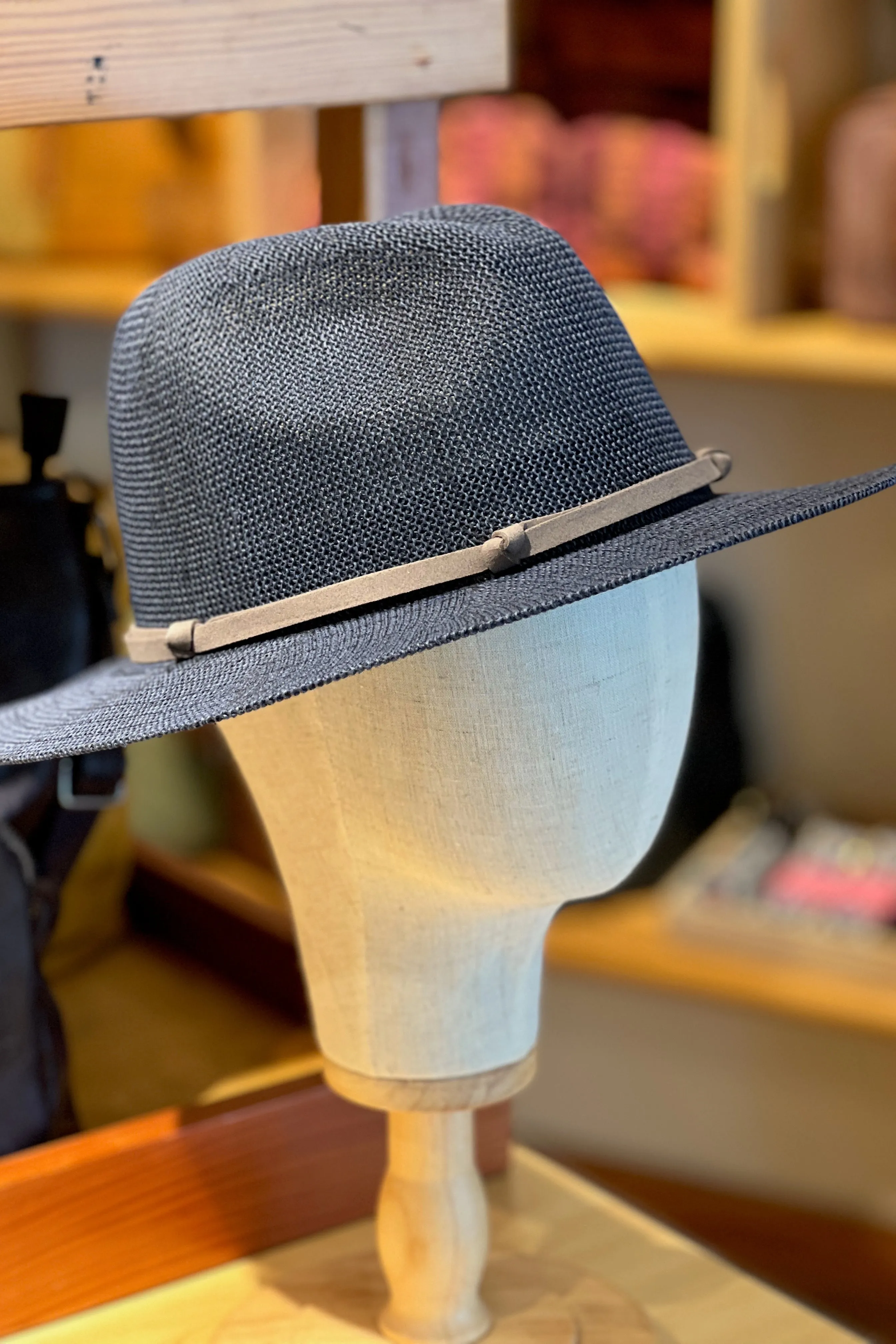 Fedora with Faux Leather Trim