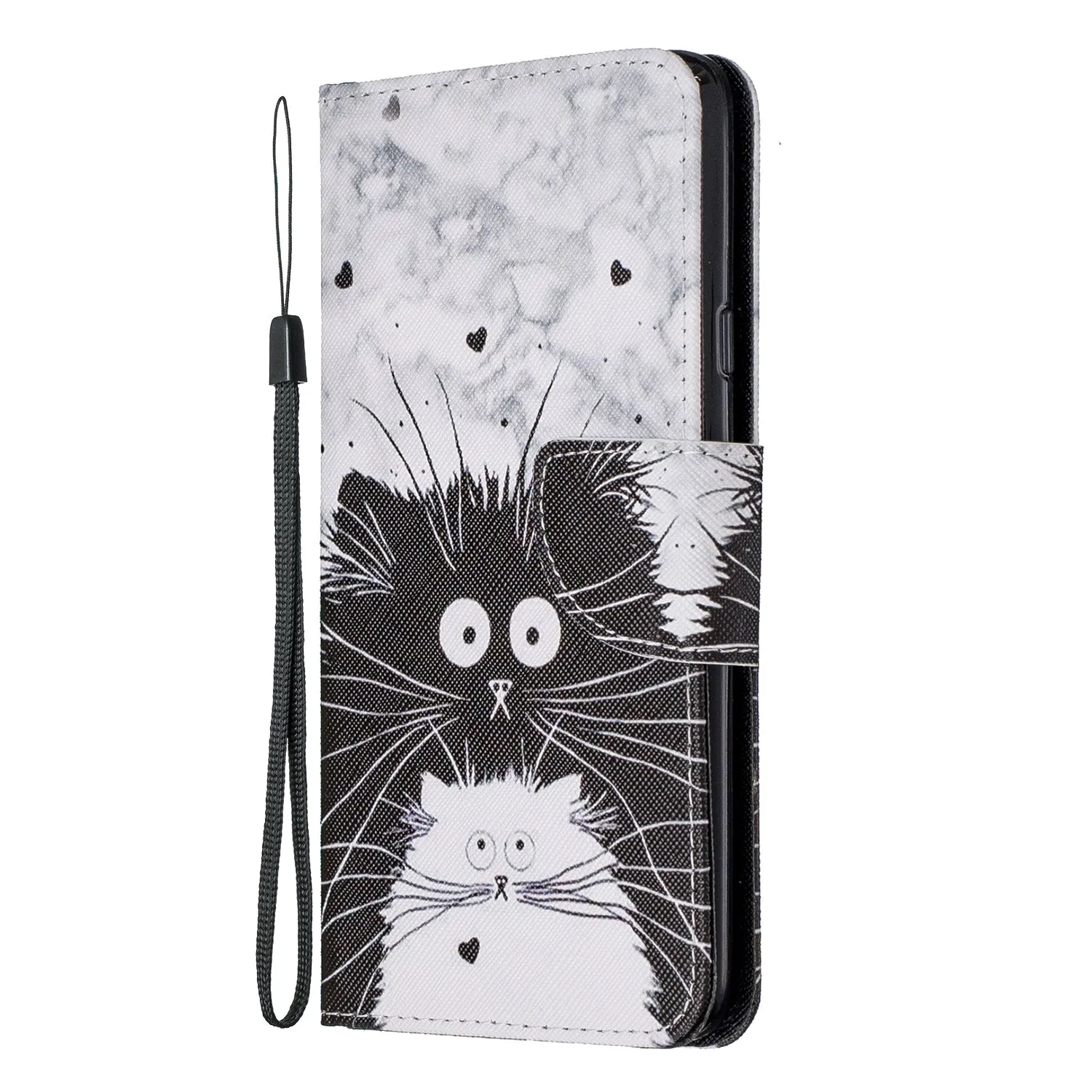 For Samsung A10S/A20S Smartphone Case PU Leather Phone Shell Lovely Cartoon Pattern Card Slots Overall Protection peach blossom