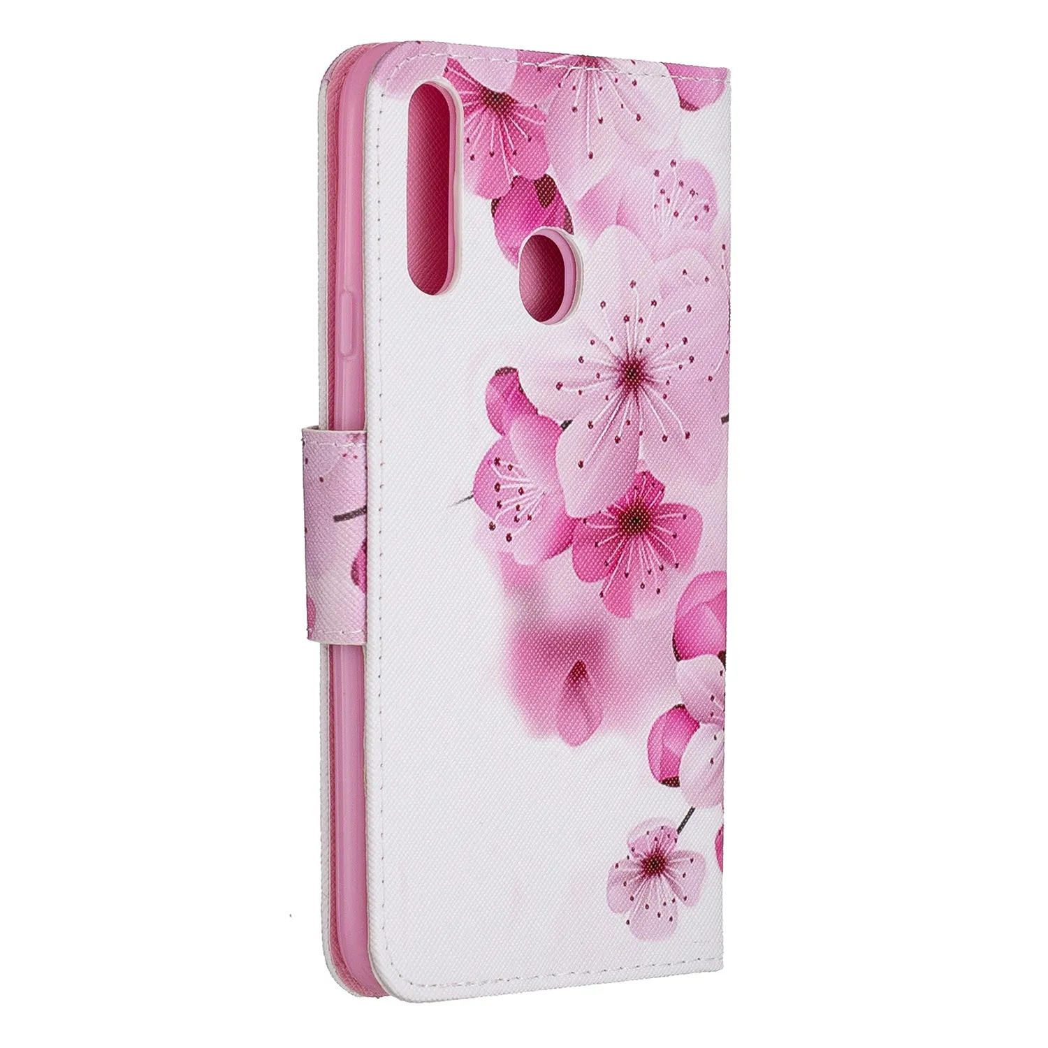 For Samsung A10S/A20S Smartphone Case PU Leather Phone Shell Lovely Cartoon Pattern Card Slots Overall Protection peach blossom